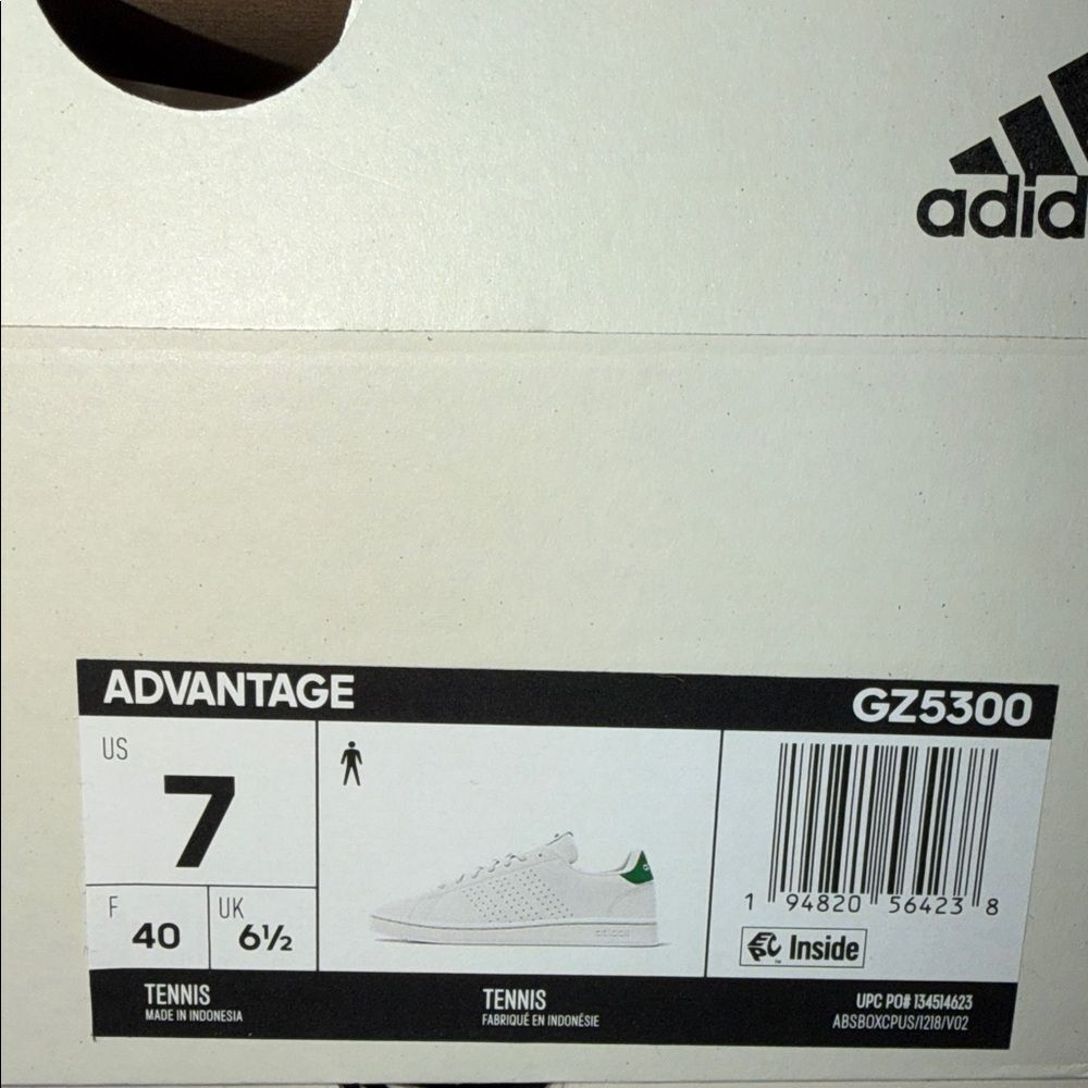 Adidas Advantage White Green GZ5300 Men’s Size 7 - Picture 6 of 6